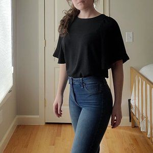 Black Blouse with Statement Sleeves